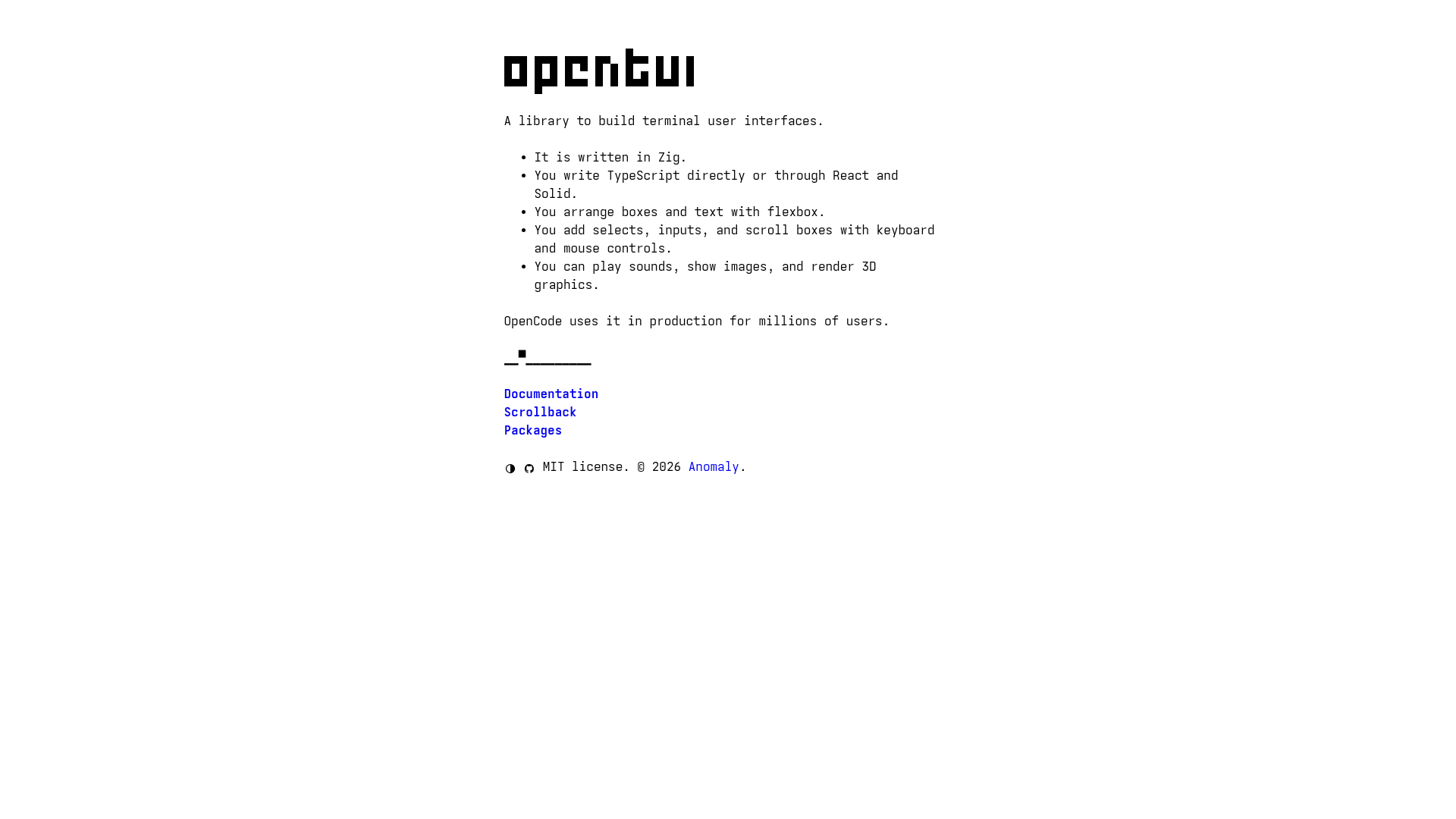 OpenTUI screenshot OpenTUI screenshot