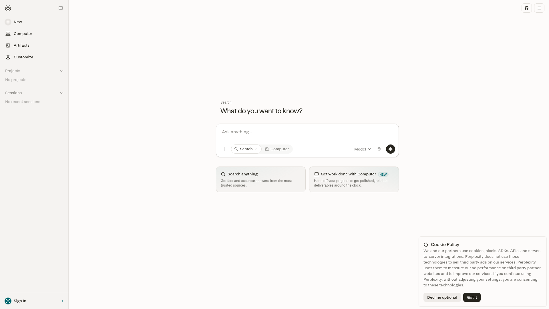 Perplexity screenshot Perplexity screenshot