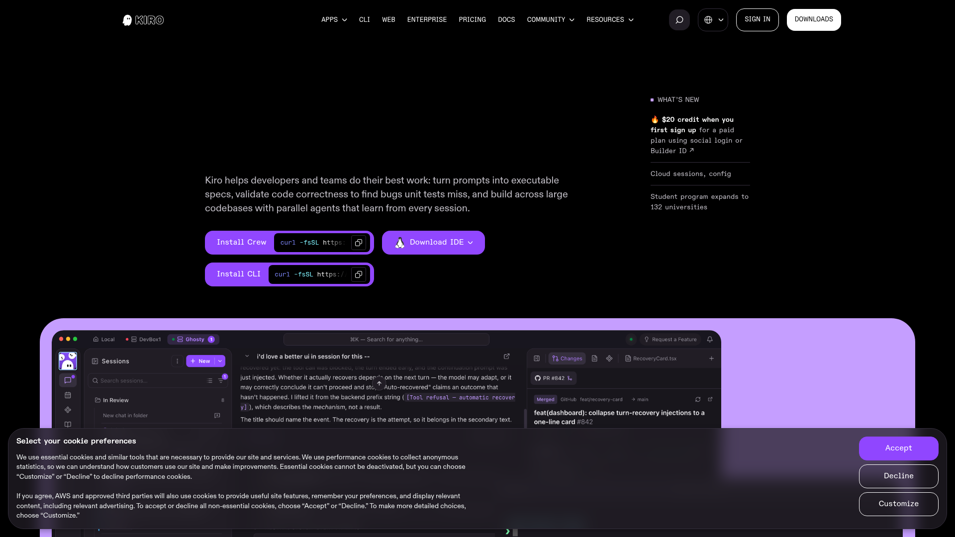 Kiro screenshot Kiro screenshot