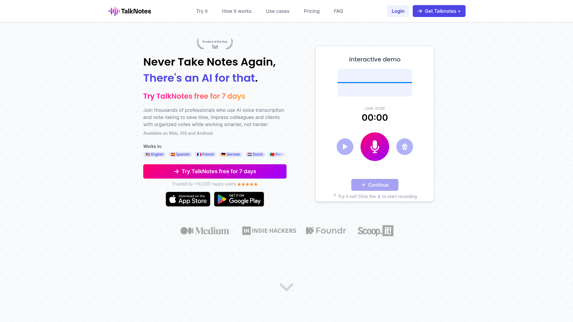 TalkNotes screenshot TalkNotes screenshot