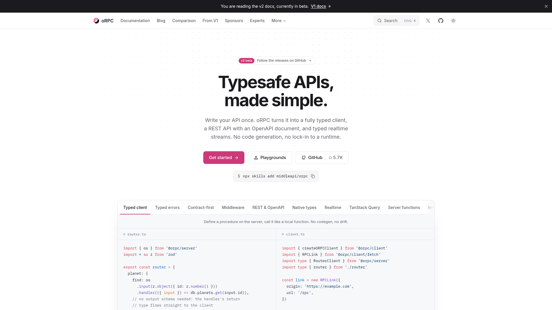 oRPC screenshot