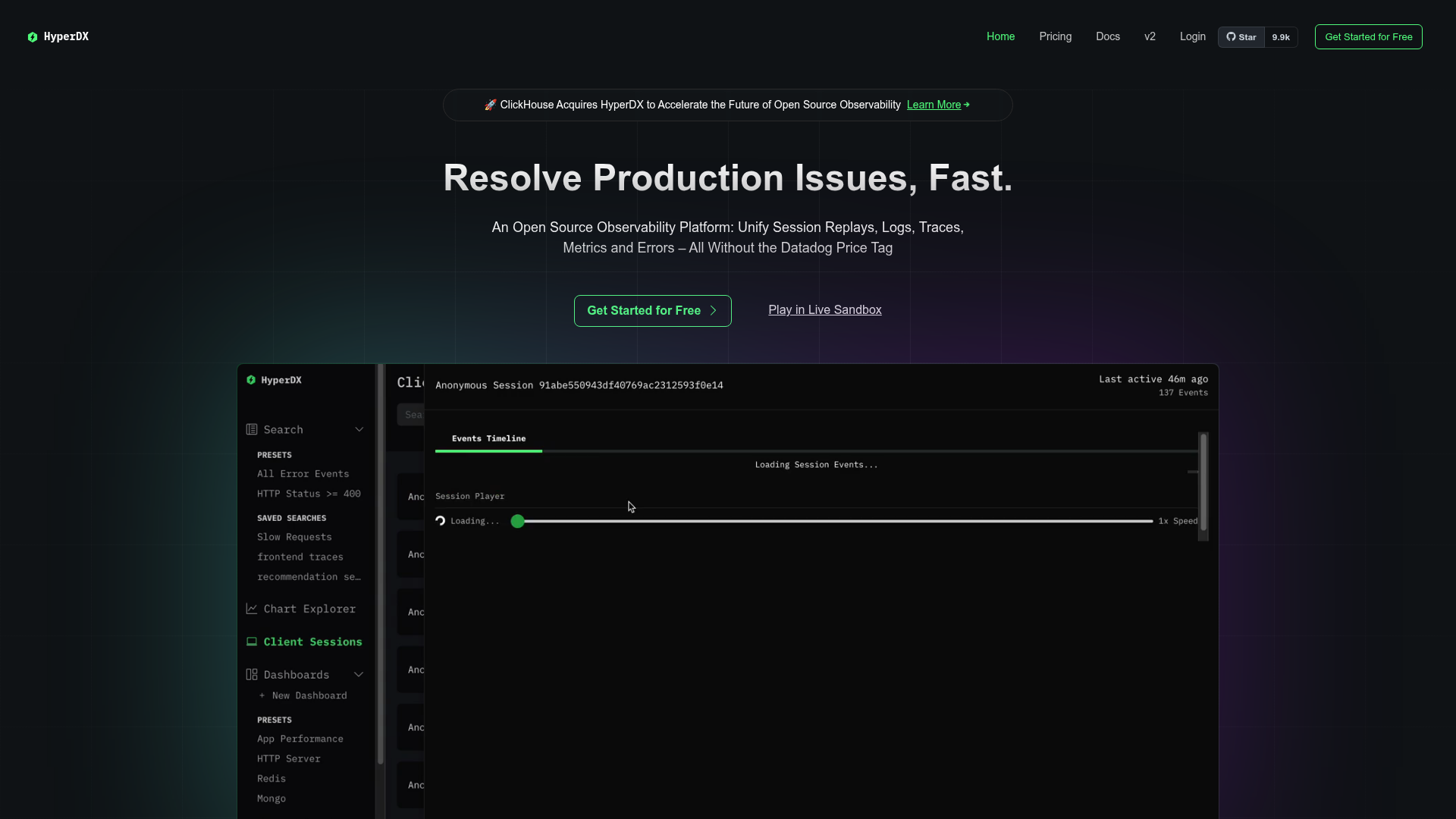 HyperDX screenshot HyperDX screenshot