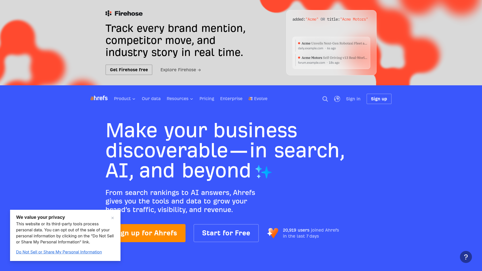 Ahrefs screenshot Ahrefs screenshot