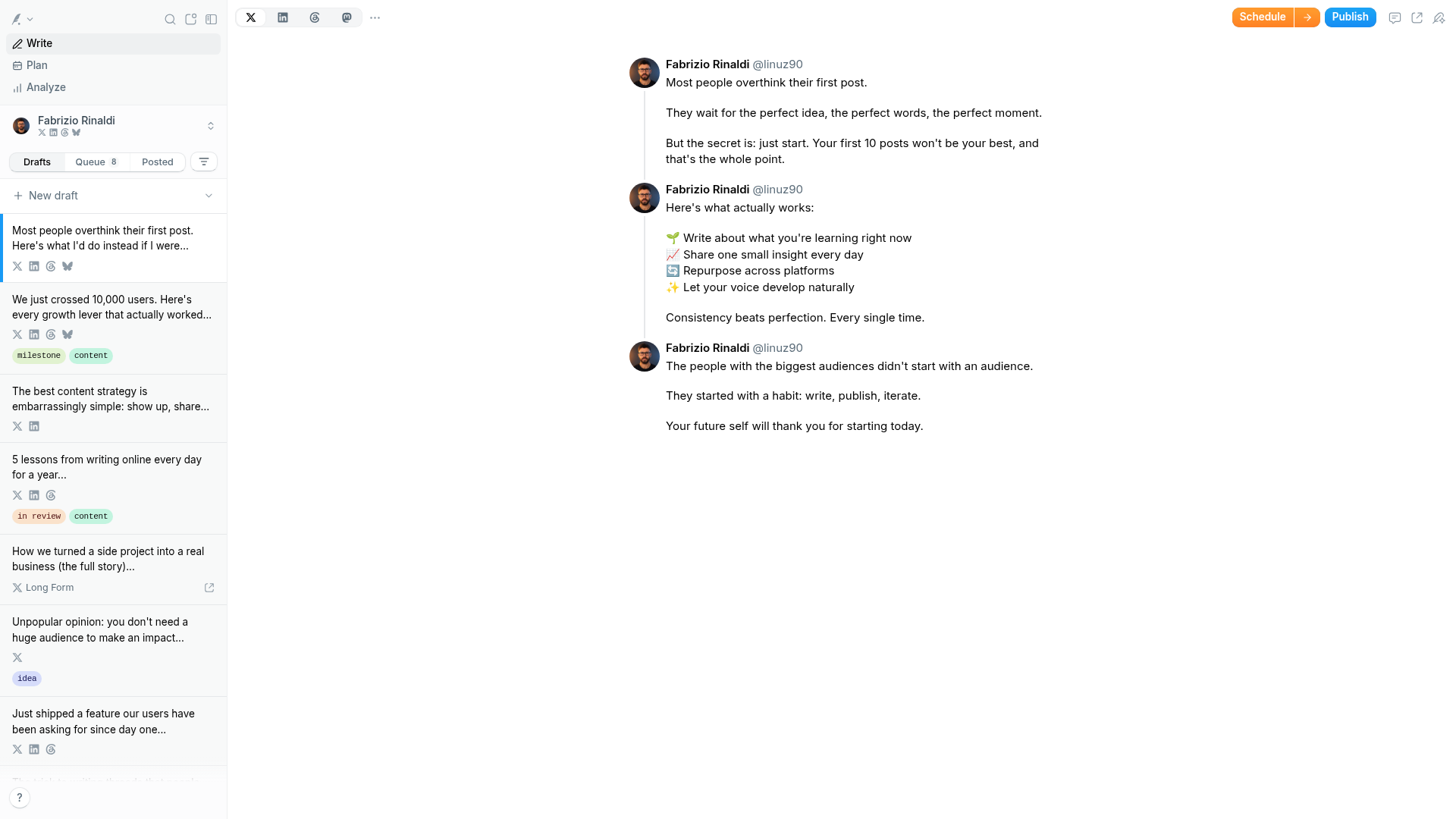 Typefully screenshot Typefully screenshot
