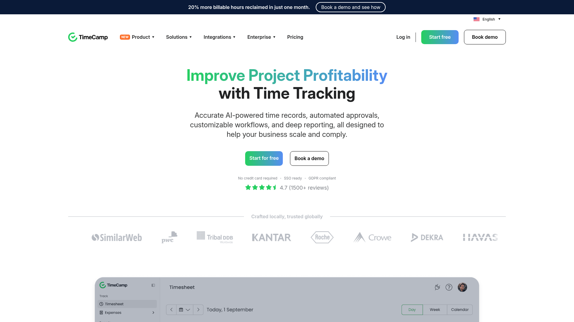 Timecamp screenshot Timecamp screenshot