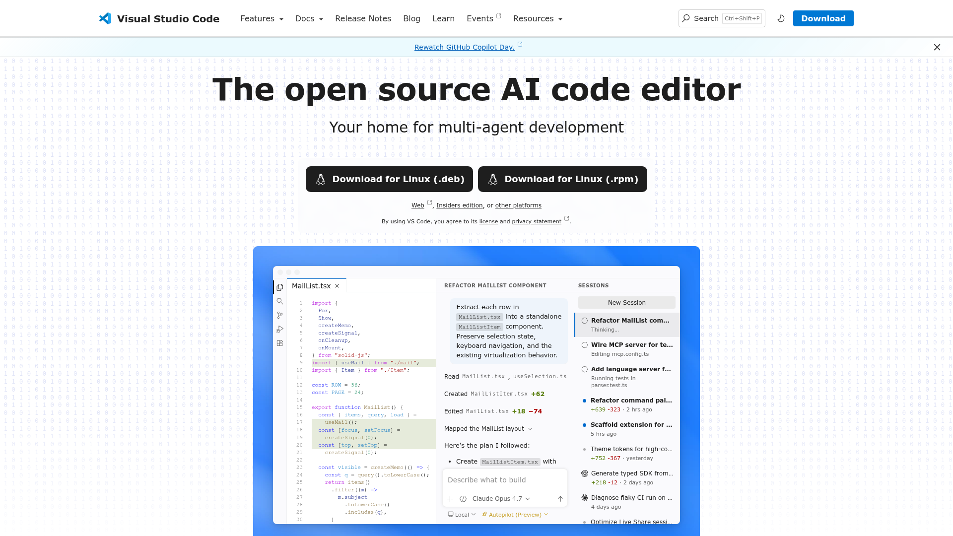 Visual Studio Code screenshot Visual Studio Code screenshot