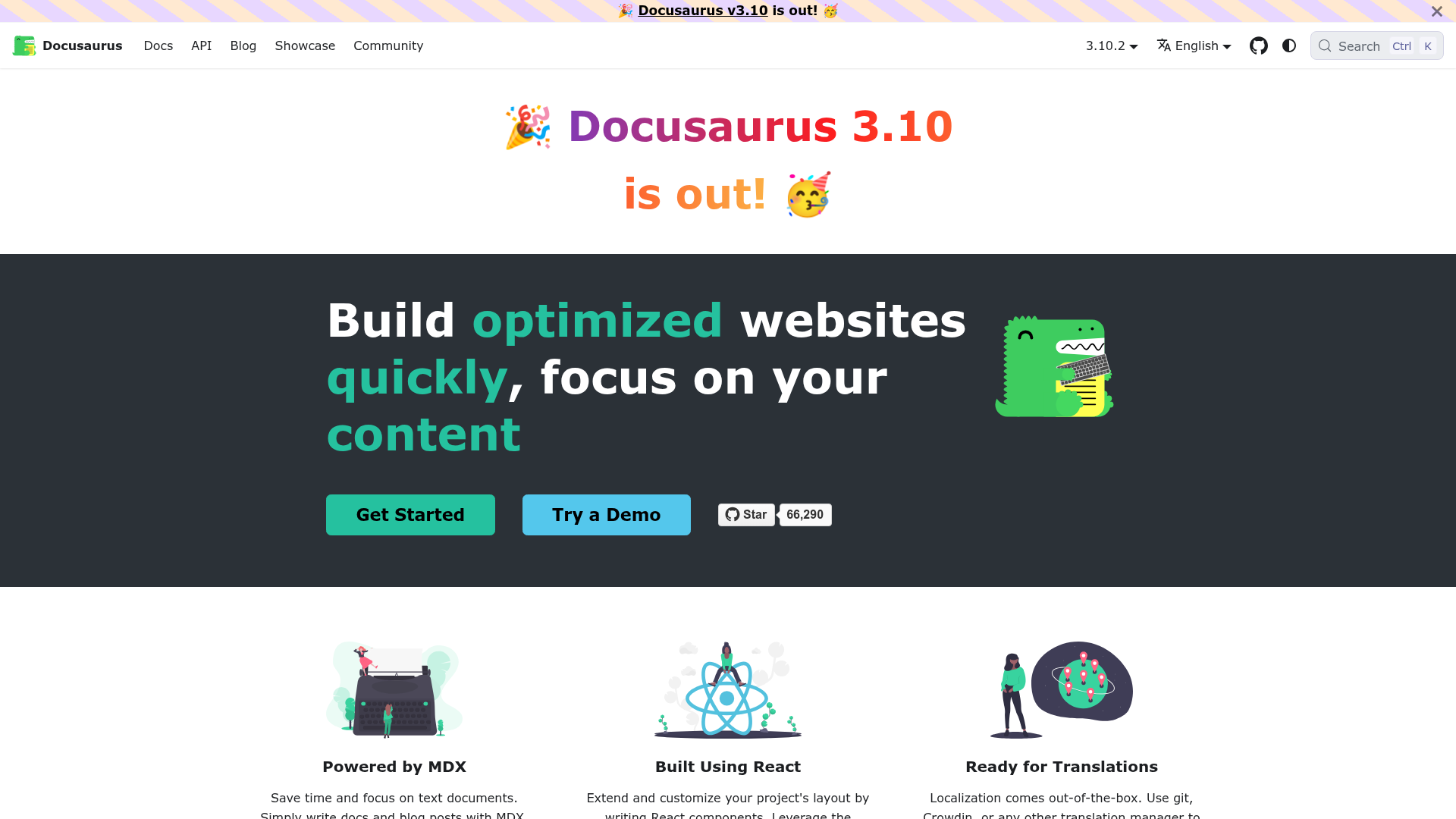 Docusaurus screenshot Docusaurus screenshot